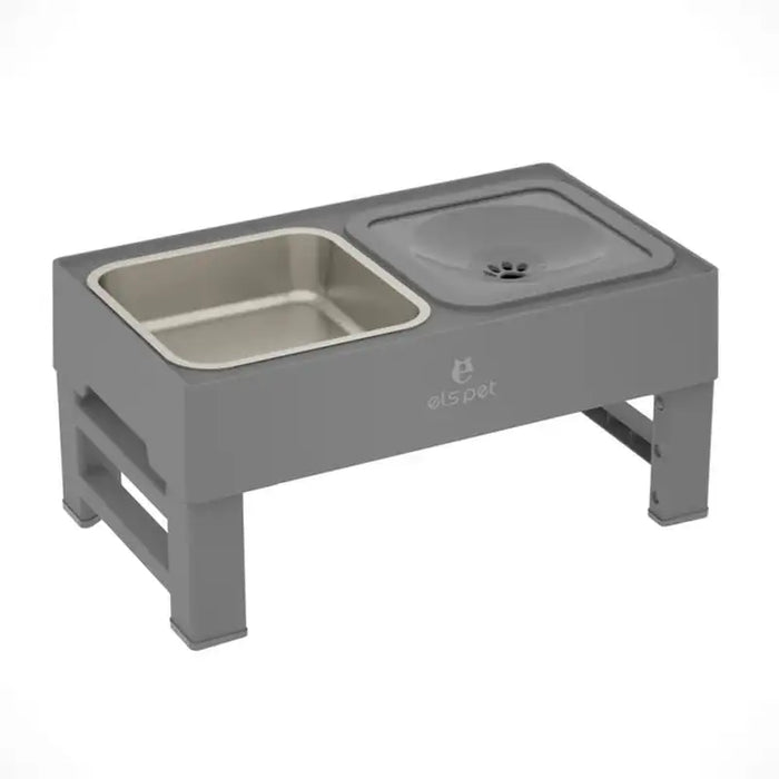 Adjustable Food and Water Bowl - Grey Stainless