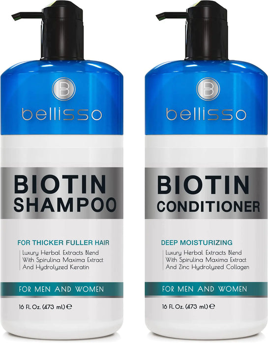 Biotin Shampoo and Conditioner Set - Sulfate and Paraben Free Treatment for Men and Women - Hair Thickening Volumizing