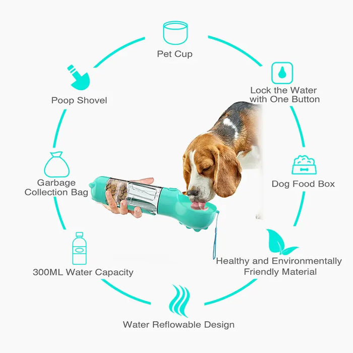 Portable Multifunction Dog Water Bottle Food Feeder