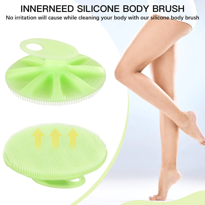 INNERNEED Food-Grade Soft Silicone Body Cleansing Brush Shower Scrubber, Gentle Exfoliating and Massage for All Kinds of Skin (Green) Green