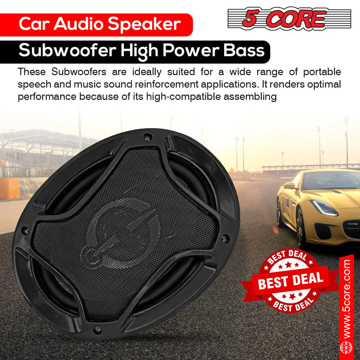 5Core Car Speaker 6 "x9" 3 Way Coaxial Door Subwoofer 800W Peak Power 4 Ohm Replacement Bass Woofer