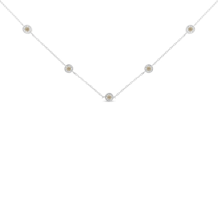 Sterling Silver Diamond Station Necklace (1/2 cttw, I-J Color, I1-I2 Clarity) - ShopSwiftly