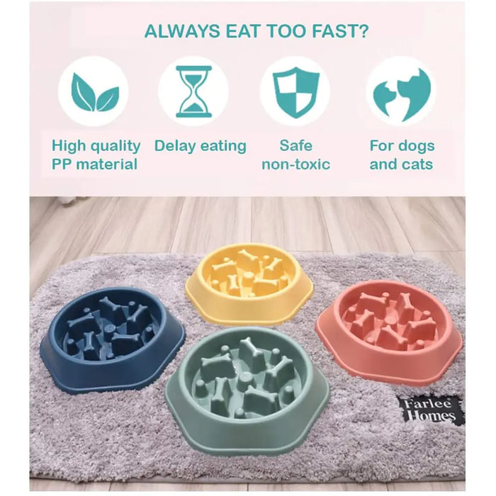 Slow Feeder Bone Design Pet Bowl - ShopSwiftly