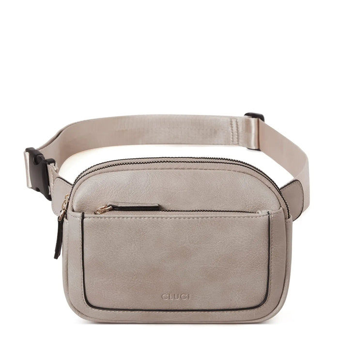 CLUCI Belt Bag for Women, Mini Everywhere Crossbody Waist Bag Adjustable Strap, Vegan Leather Women's Fanny Pack Grey