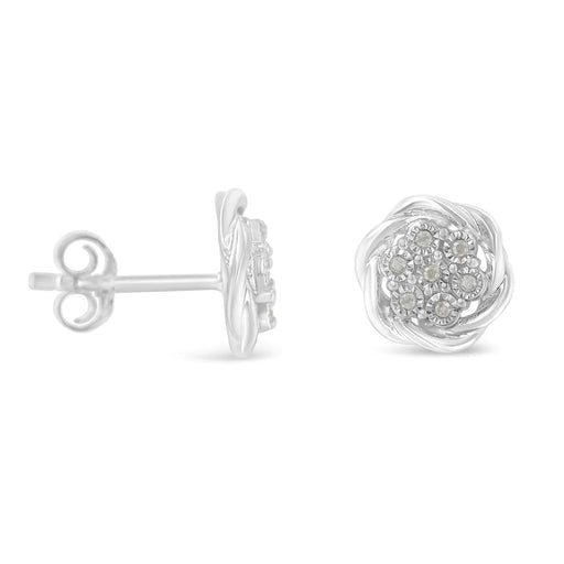 Sterling Silver Diamond Swirl Cluster Stud Earrings (1/6 cttw, I-J Color, I2-I3 Clarity) - ShopSwiftly