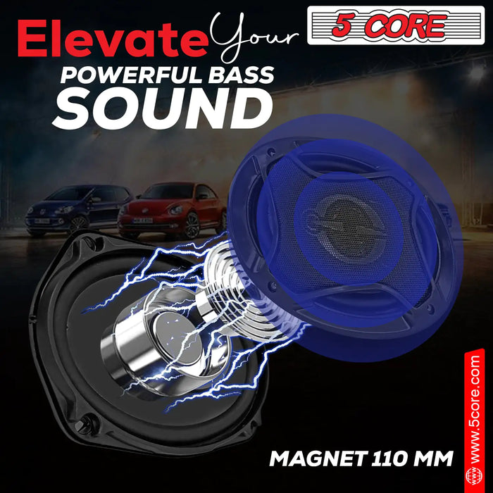 5Core Car Speaker 6 "x9" 3 Way Coaxial Door Subwoofer 800W Peak Power 4 Ohm Replacement Bass Woofer