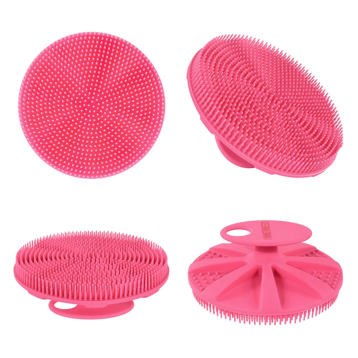 INNERNEED Food-grade Soft Silicone Body Scrubber Shower Brush Handheld Cleansing Skin Brush, Gentle Exfoliating and Lather Well (Pink) Pink