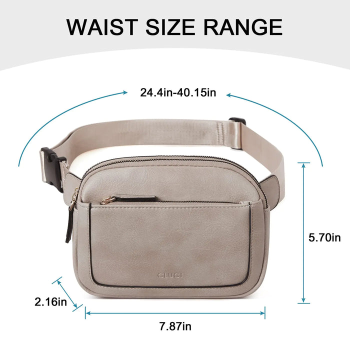 CLUCI Belt Bag for Women, Mini Everywhere Crossbody Waist Bag Adjustable Strap, Vegan Leather Women's Fanny Pack Grey