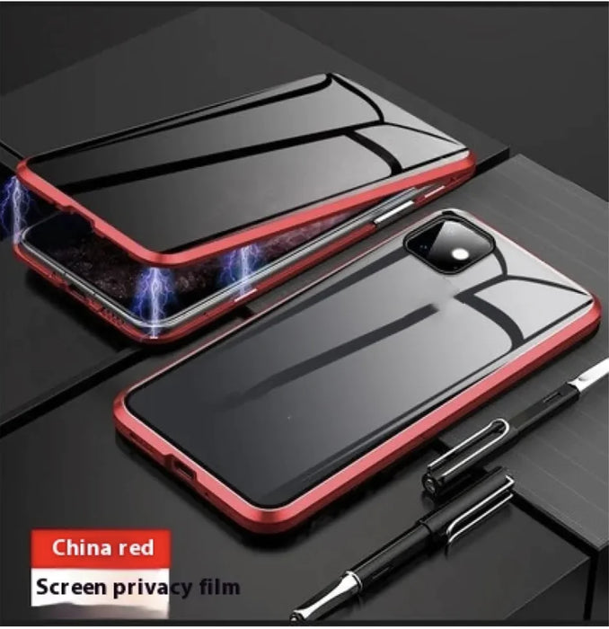 Magnetic Privacy Glass Phone Case with Anti-Peep Protection