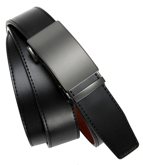 CHAOREN Mens belt - Mens Ratchet Belt Leather 1 3/8" for Dress Pant - Micro Adjustable Belt Fit Everywhere Black-2 32" to 38" Waist Adjustable