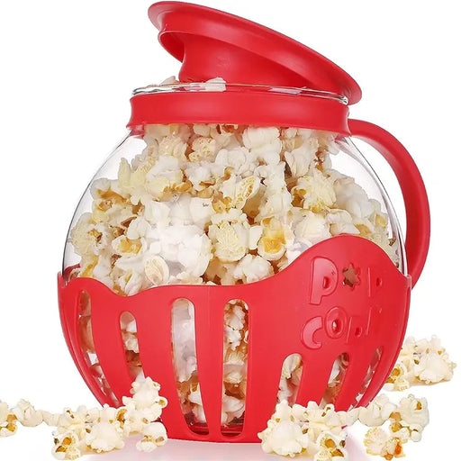 Microwave Glass Popcorn Popper With Silicone Lid - ShopSwiftly