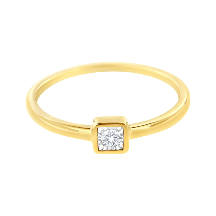 14K Yellow Gold Plated .925 Sterling Silver 1/20 cttw Miracle Set Diamond Promise Ring (J-K Color, I1-I2 Clarity) - ShopSwiftly