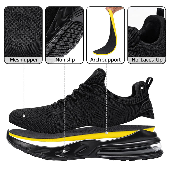 LARNMERN Mens Non Slip Work Shoes Slip On Water Resistant Walking Sneakers Zapatos Trabajo Waterproof Food Service Chef Kitchen 10 No-lace-up