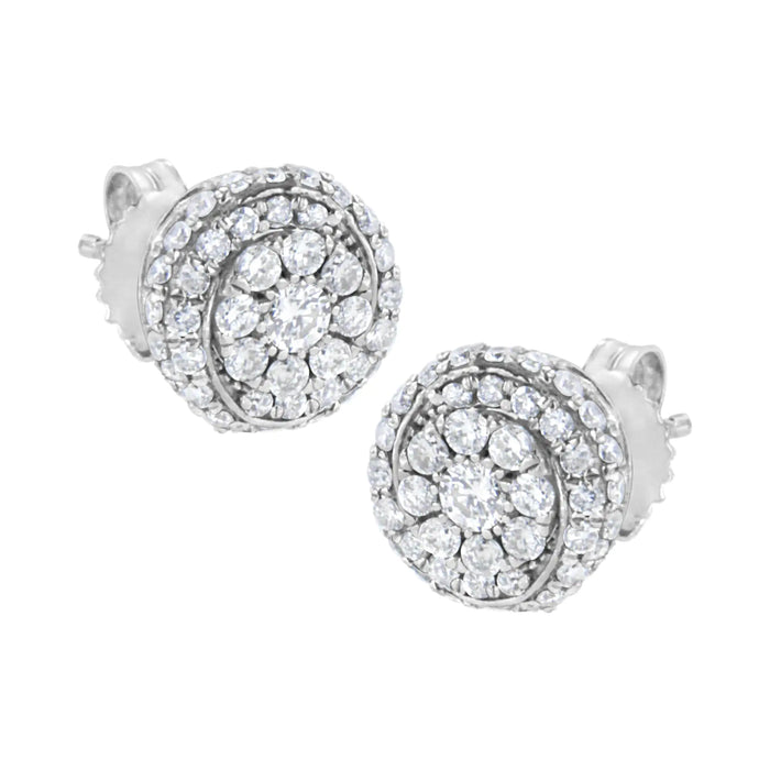 Sterling Silver 1 cttw Lab Grown Diamond Cluster Stud Earring (F-G Color, VS2-SI1 Clarity) - ShopSwiftly