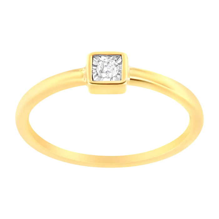 14K Yellow Gold Plated .925 Sterling Silver 1/20 cttw Miracle Set Diamond Promise Ring (J-K Color, I1-I2 Clarity) - ShopSwiftly