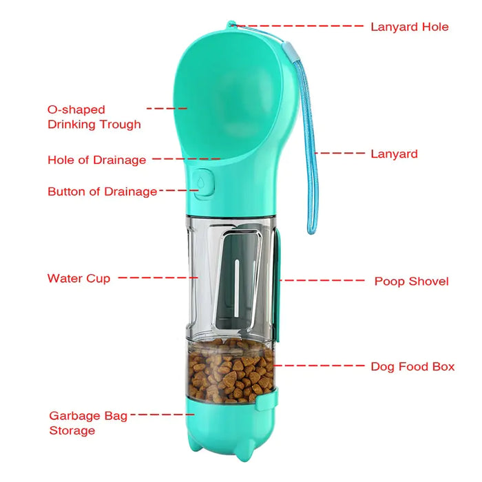 Portable Multifunction Dog Water Bottle Food Feeder