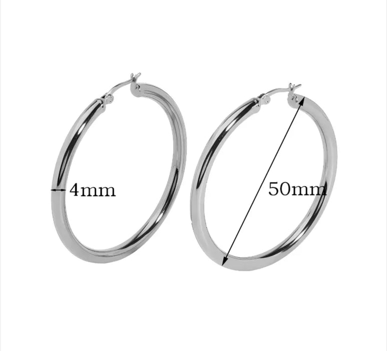 Stainless Steel Large Hollow Circle Earrings