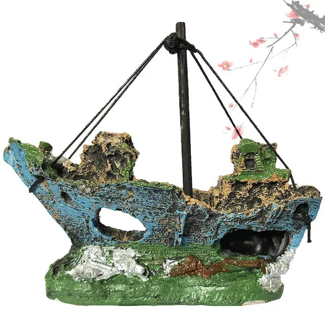 Aquarium Resin Ornament Pirate Ship Wreck - ShopSwiftly