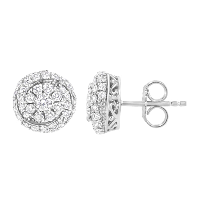 Sterling Silver 1 cttw Lab Grown Diamond Cluster Stud Earring (F-G Color, VS2-SI1 Clarity) - ShopSwiftly