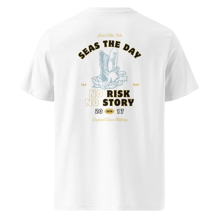 No Risk No Story Seas the Day - Shark Organic Cotton T-Shirt